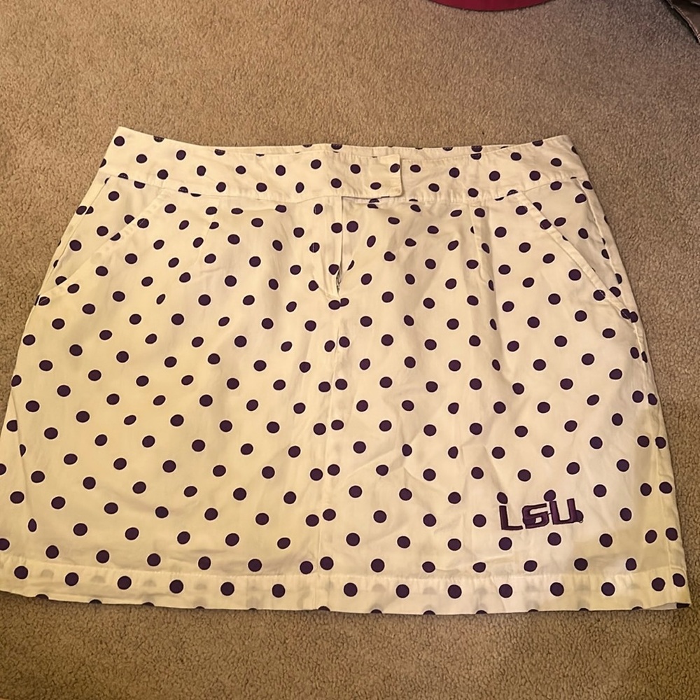 LSU white and purple polka dot skirt size 10